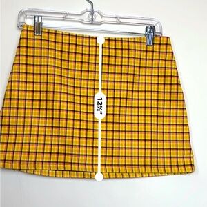 Urban Outfitters Vibrant Yellow Checkered Mini Skirt